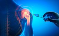 A clinician administering an injection into a joint